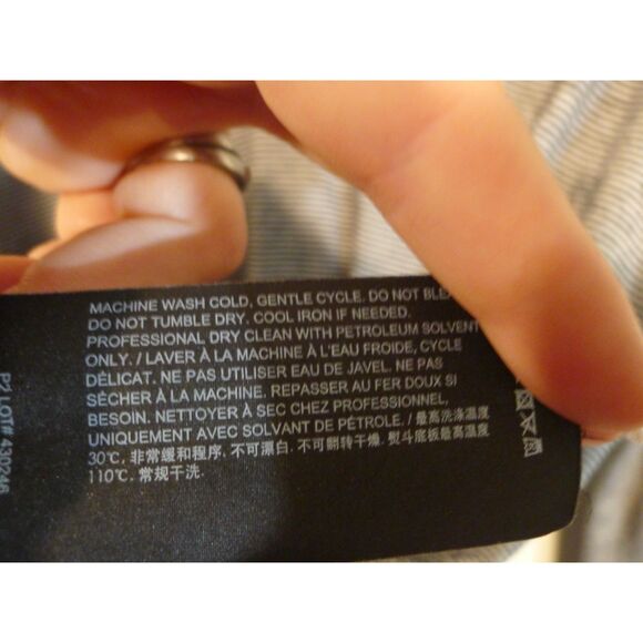 Theory Striped Henley Shirt in Viscose-Silk - Black/Natural M - Picture 6 of 7